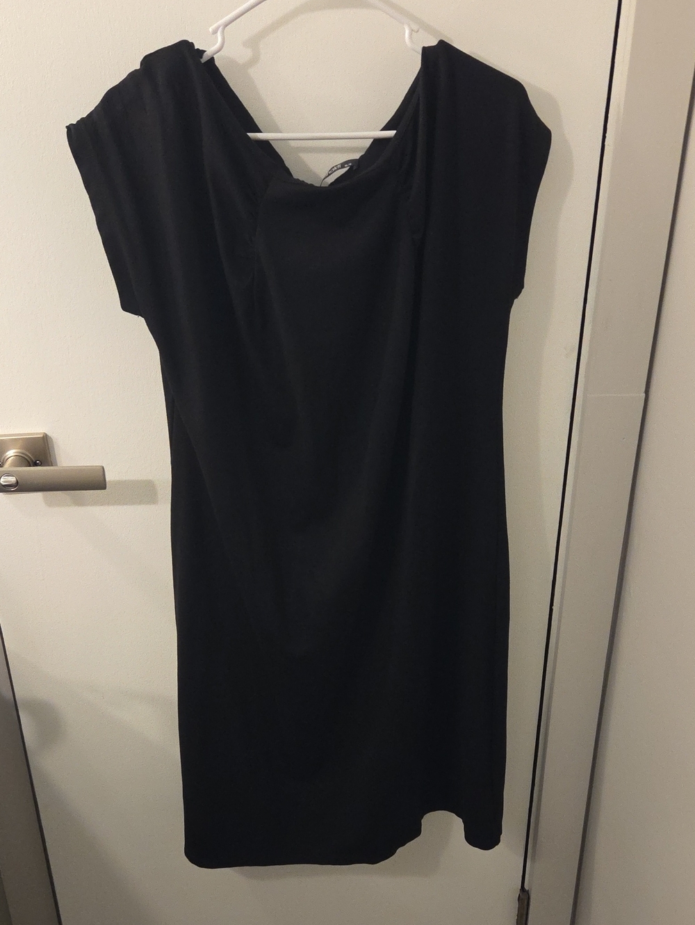 eshakti Black Midi Dress with Drape Neck